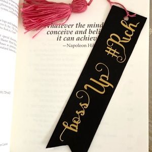 “Boss Up #Rich” Black & Gold Bookmark w/ Silk Tassel- Brand New